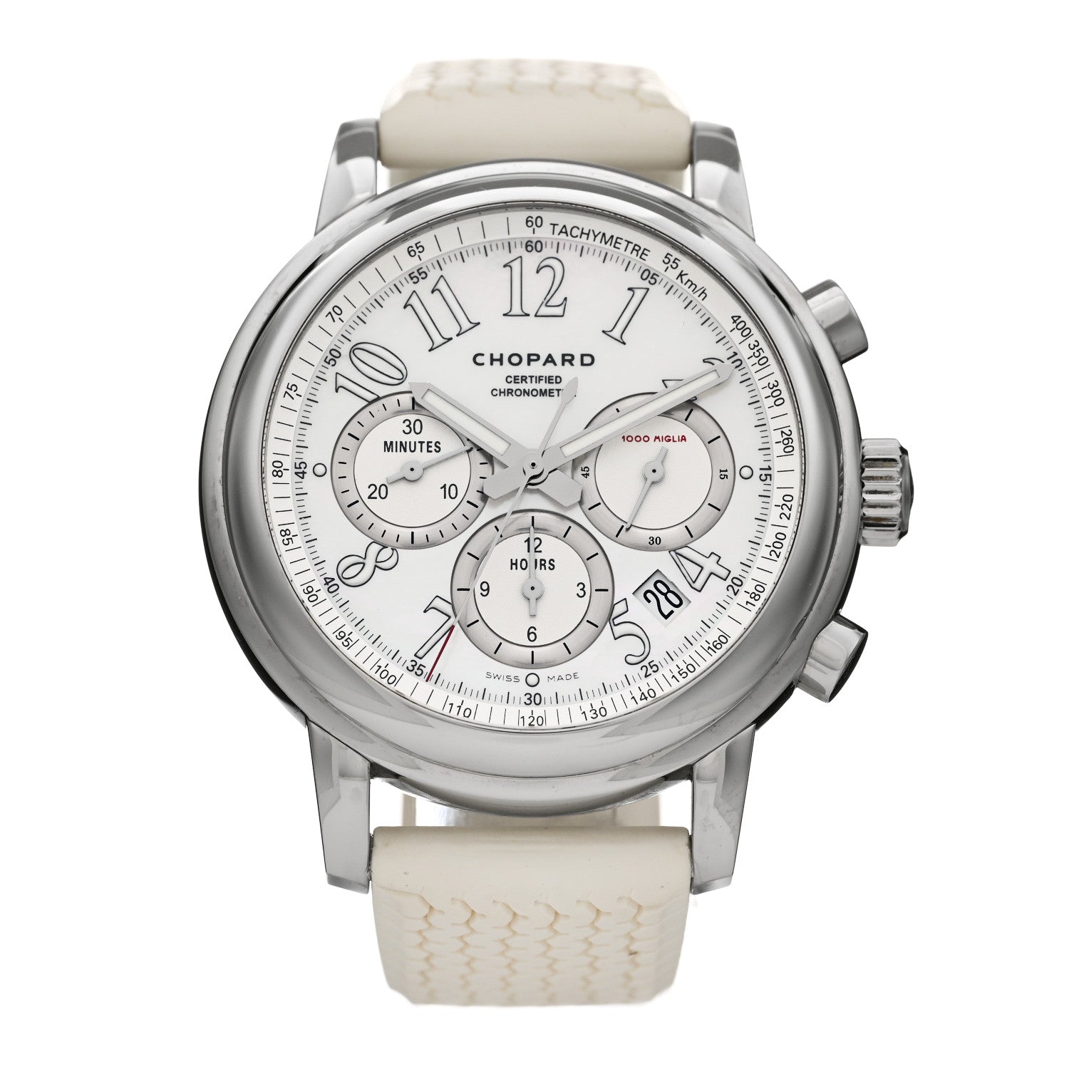 Chopard Stainless Steel Rubber Mother of Pearl 42mm 1000 Mille Miglia Chronograph Automatic Watch 1 of 5