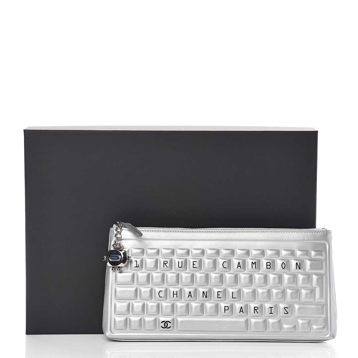 Metallic Calfskin Keyboard Pouch Silver