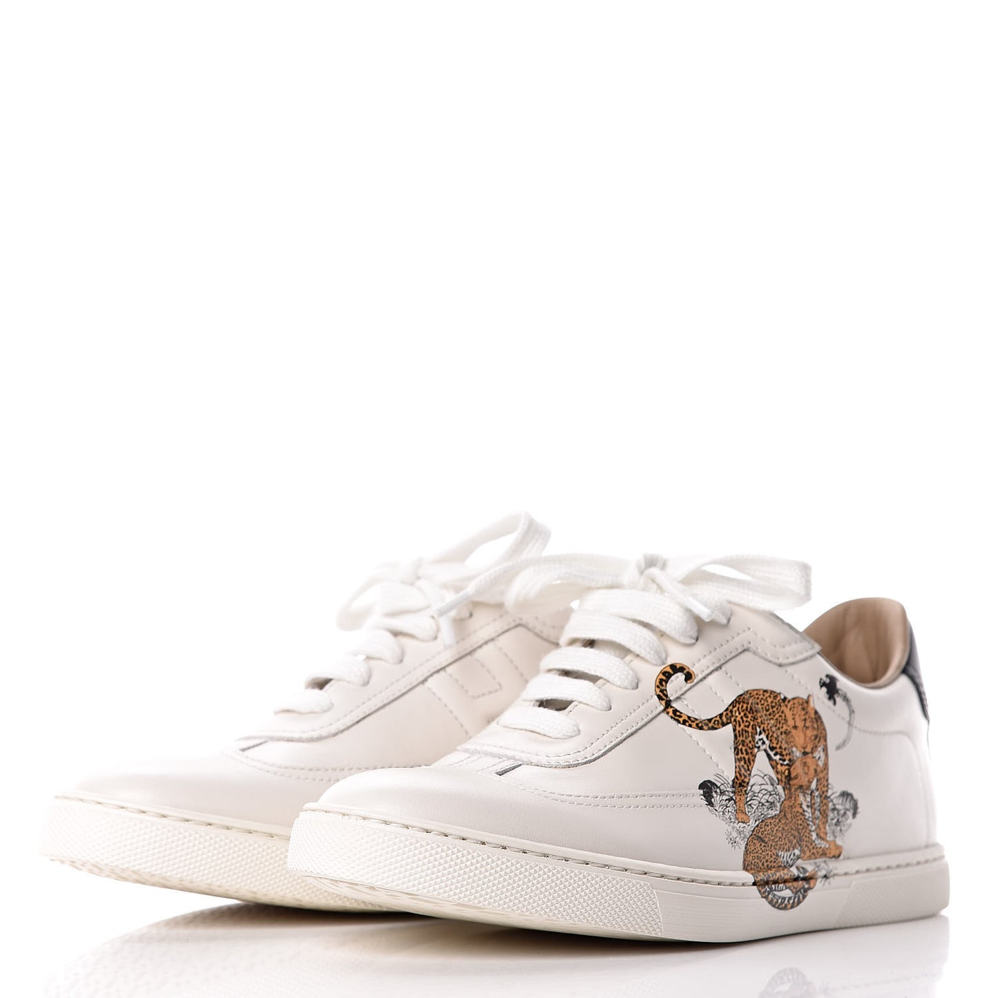 Calfskin Jungle Love Womens Quicker Sneakers 36 White Multicolor