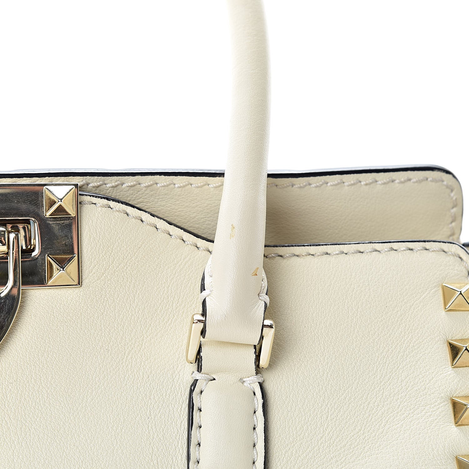 Valentino Garavani Vitello Rockstud Double Handle Tote Ivory 14 of 14