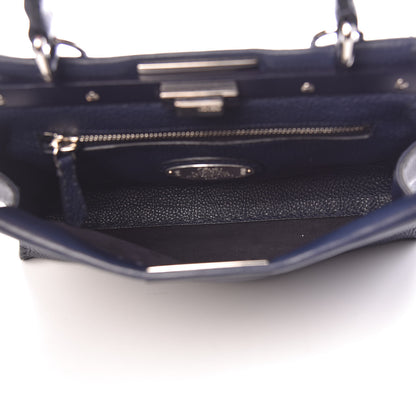Fendi Cuoio Romano Selleria Medium Peekaboo Iconic Satchel Blue Notte 5 of 10
