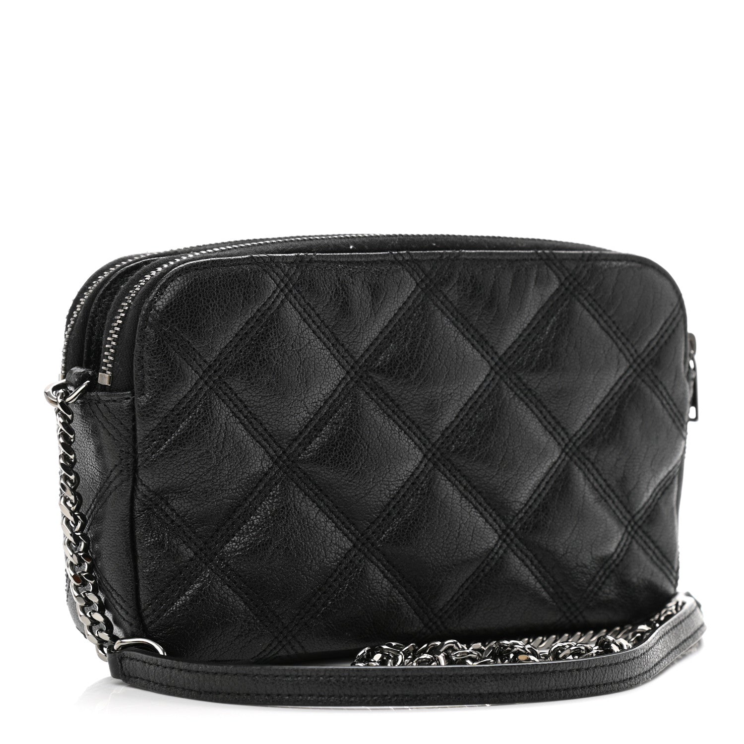 Saint Laurent Grained Lambskin Quilted Mini Becky Double Zip Bag Black 3 of 13