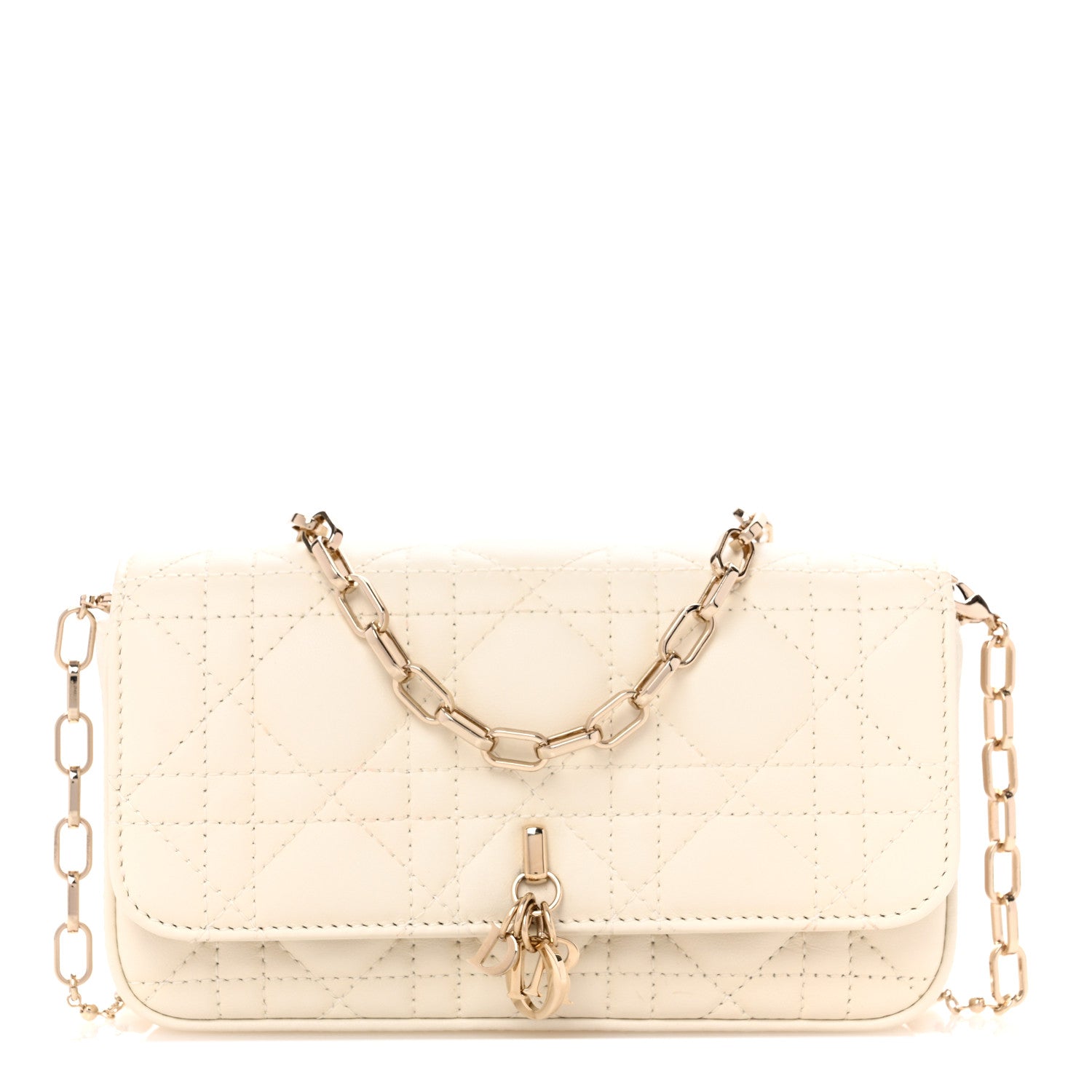 Christian Dior Lambskin Cannage Dior Talk Phone Pouch Latte 1 of 12