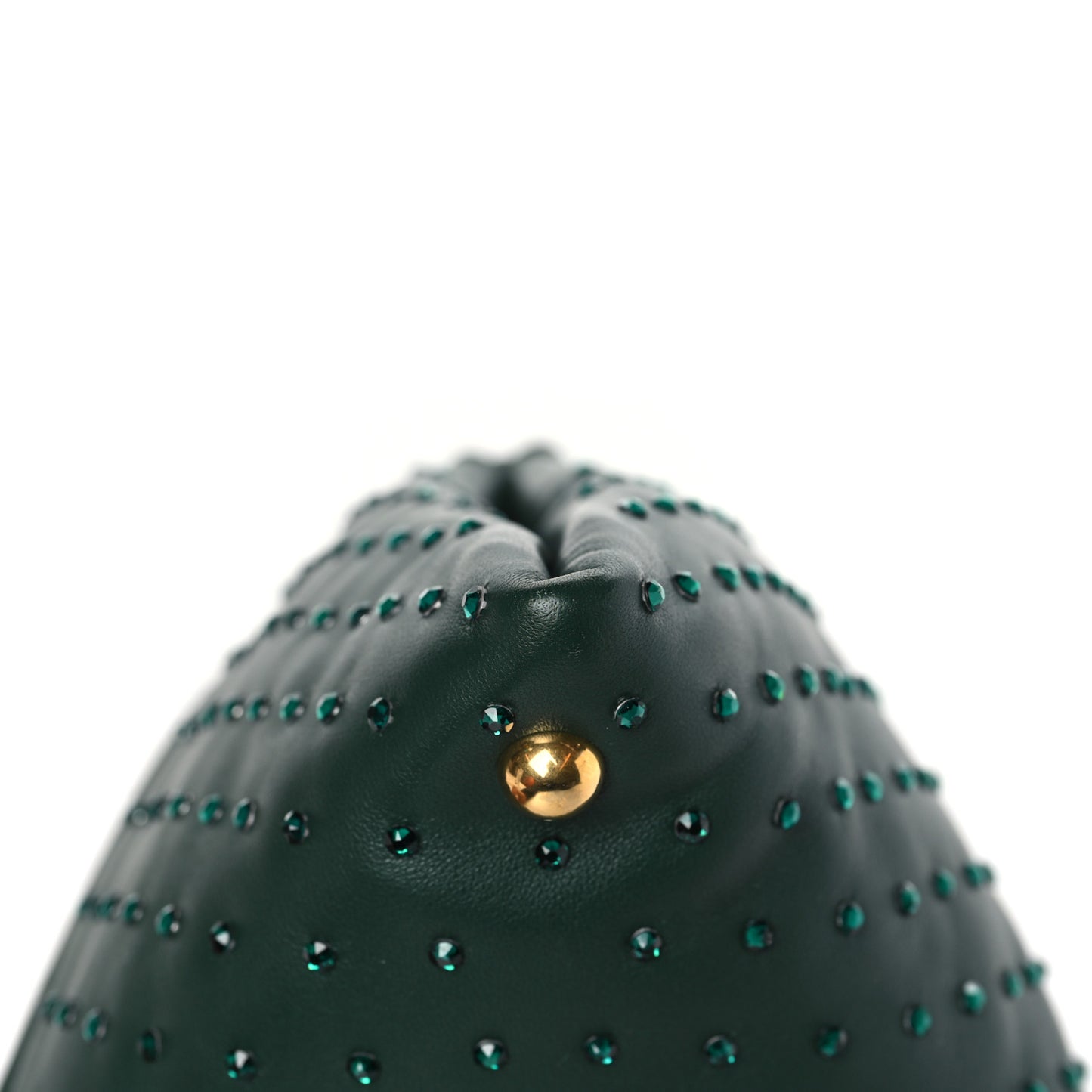 Nappa Strass Drawstring Pyramid Pouch Green
