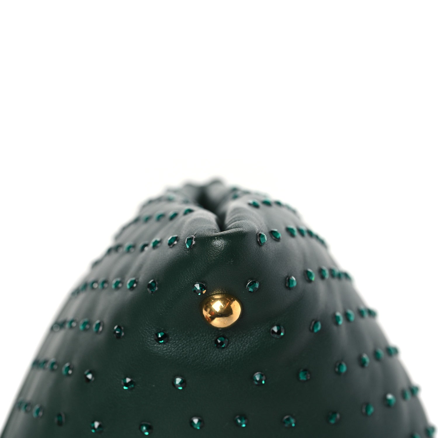 Bottega Veneta Nappa Strass Drawstring Pyramid Pouch Green 8 of 10