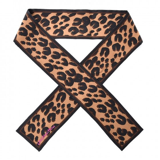Silk Leopard Bandeau Scarf Marron