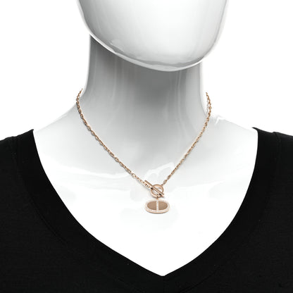 Hermes 18K Rose Gold Diamond Chaine D'Ancre Verso Pendant Necklace SH 2 of 5