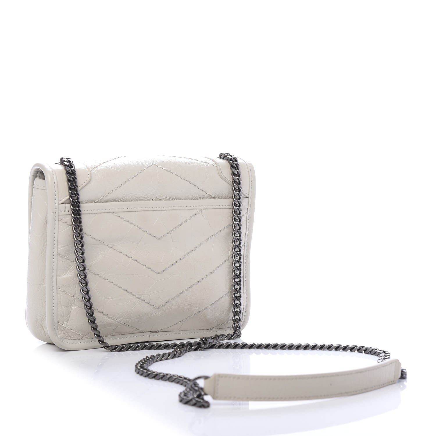 Saint Laurent Crinkled Calfskin Matelasse Monogram Niki Chain Wallet Crema Soft 3 of 11