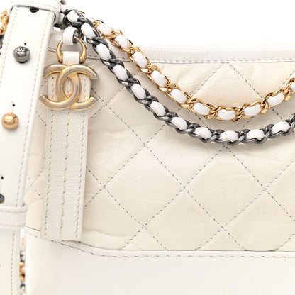 Chanel Aged Calfskin Quilted Small Gabrielle Hobo White 8 of 15