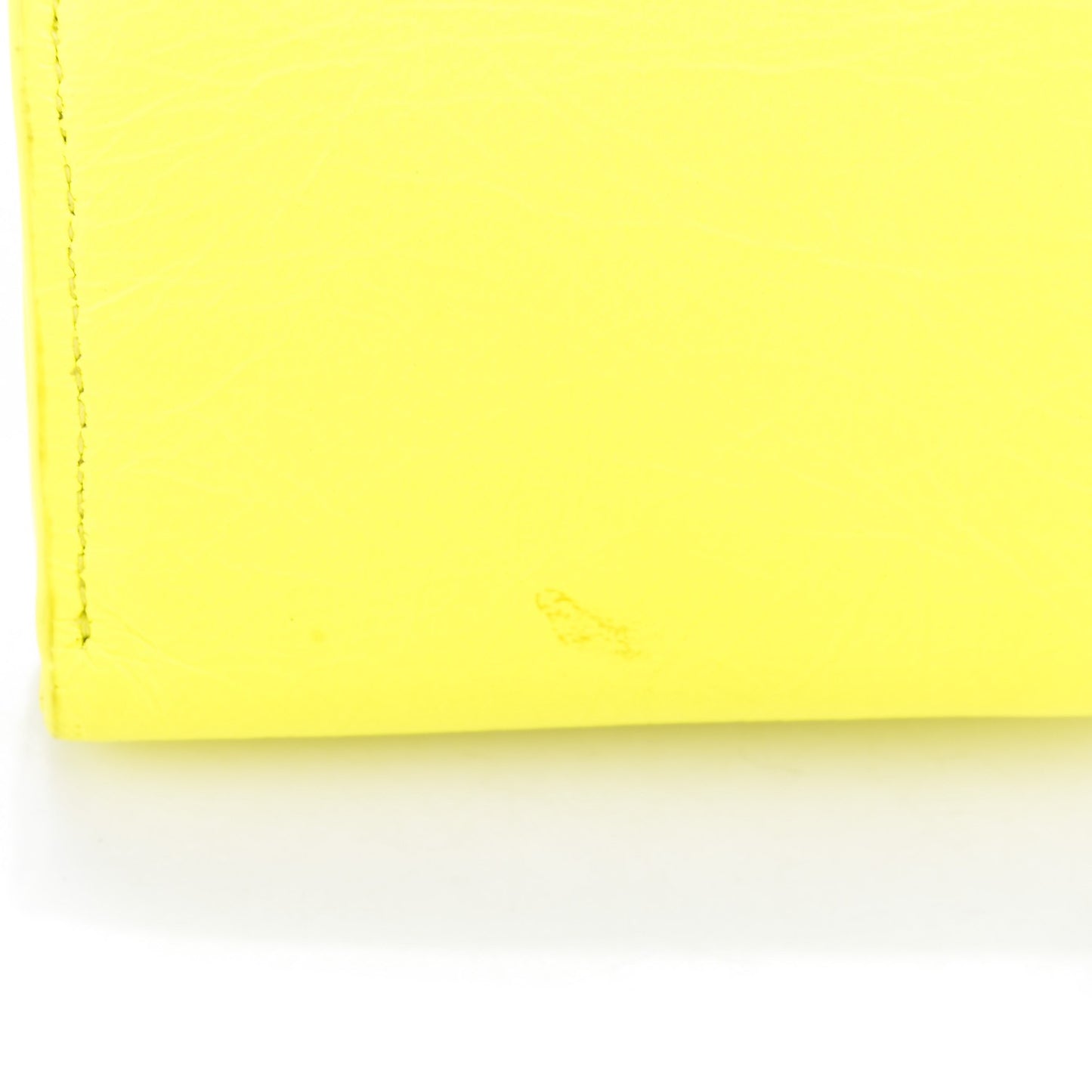 Agneau Arena Classic Hardware Mini Wallet Jaune Fluo