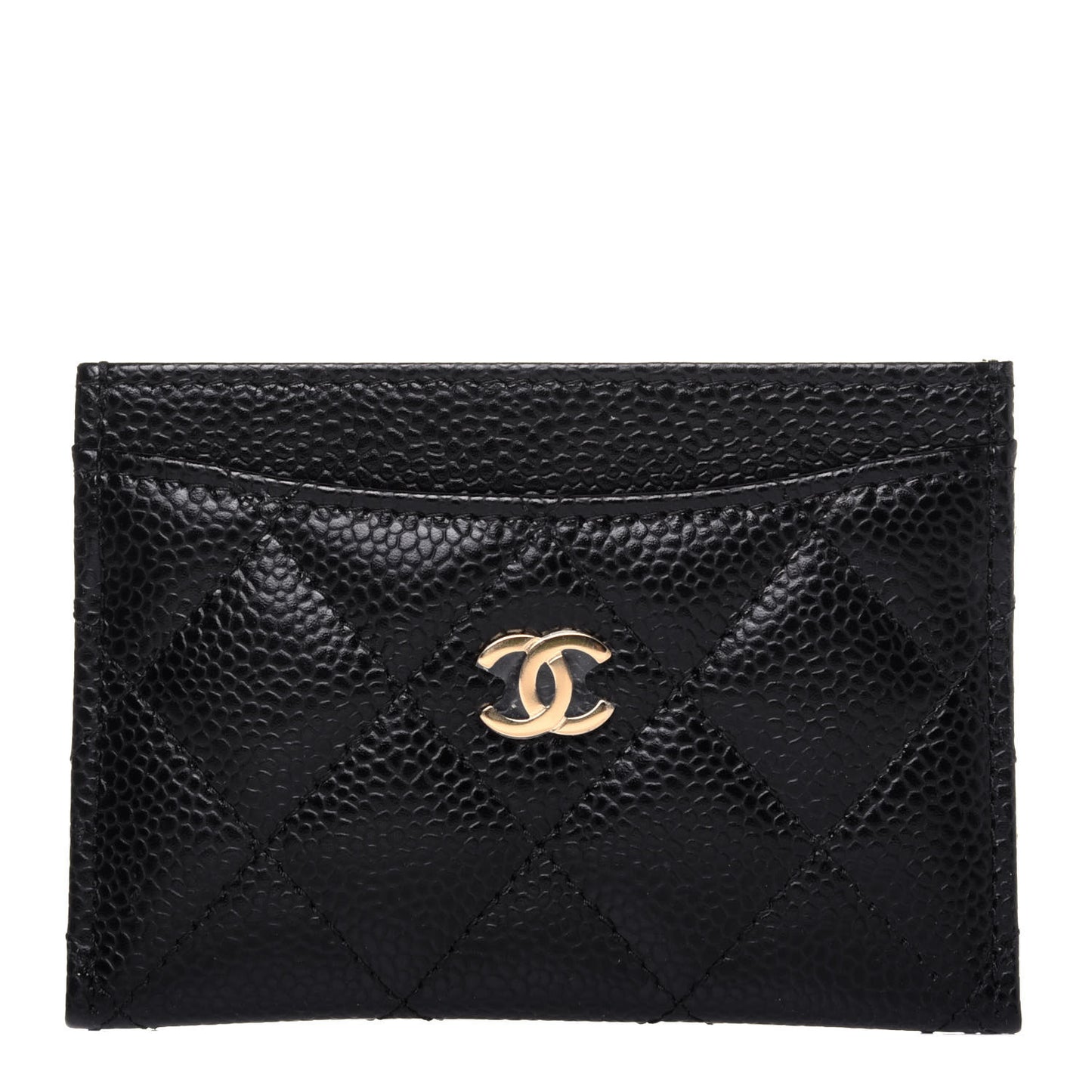 Caviar Quilted Card Holder Black