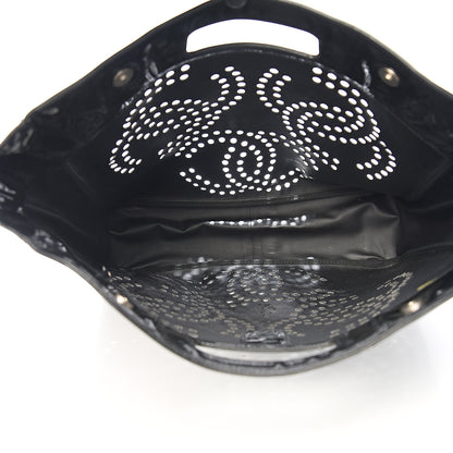 Chanel Patent Perforated CC Handle Bag Black 4 of 15