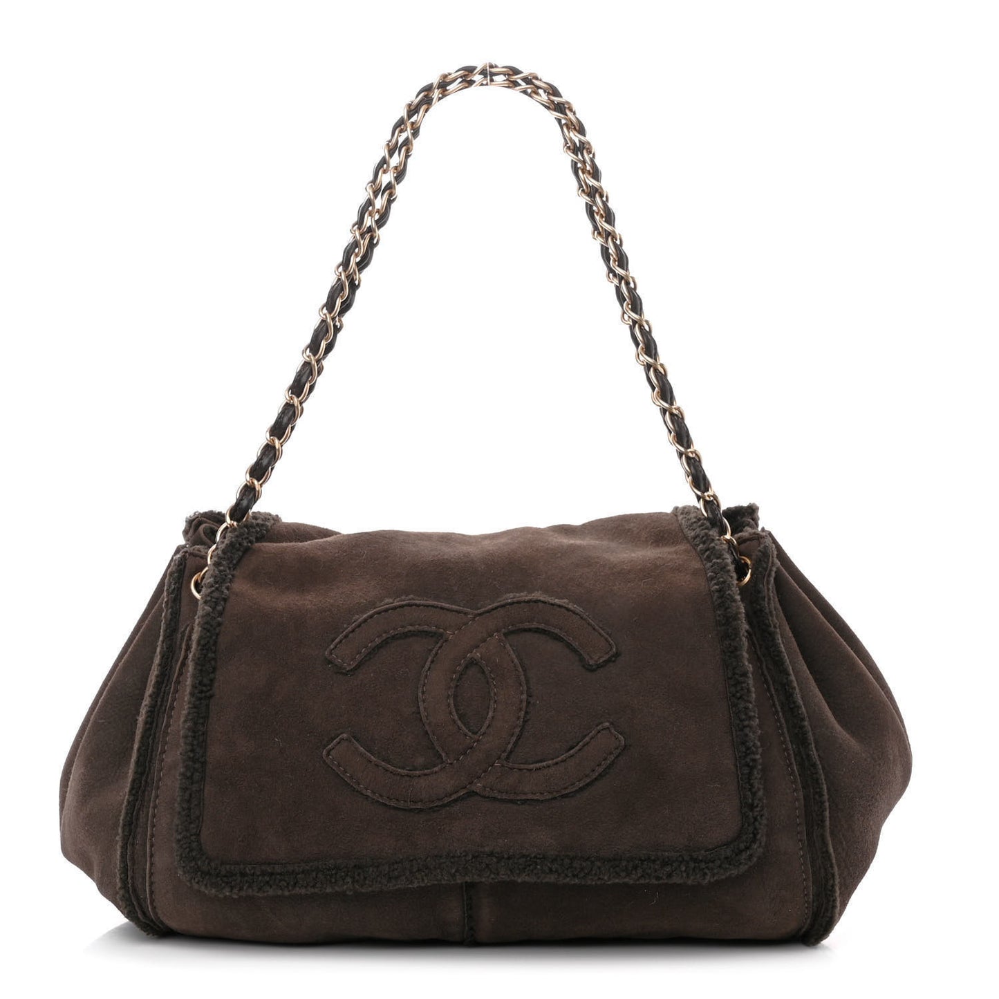 Shearling Accordion Flap Brown