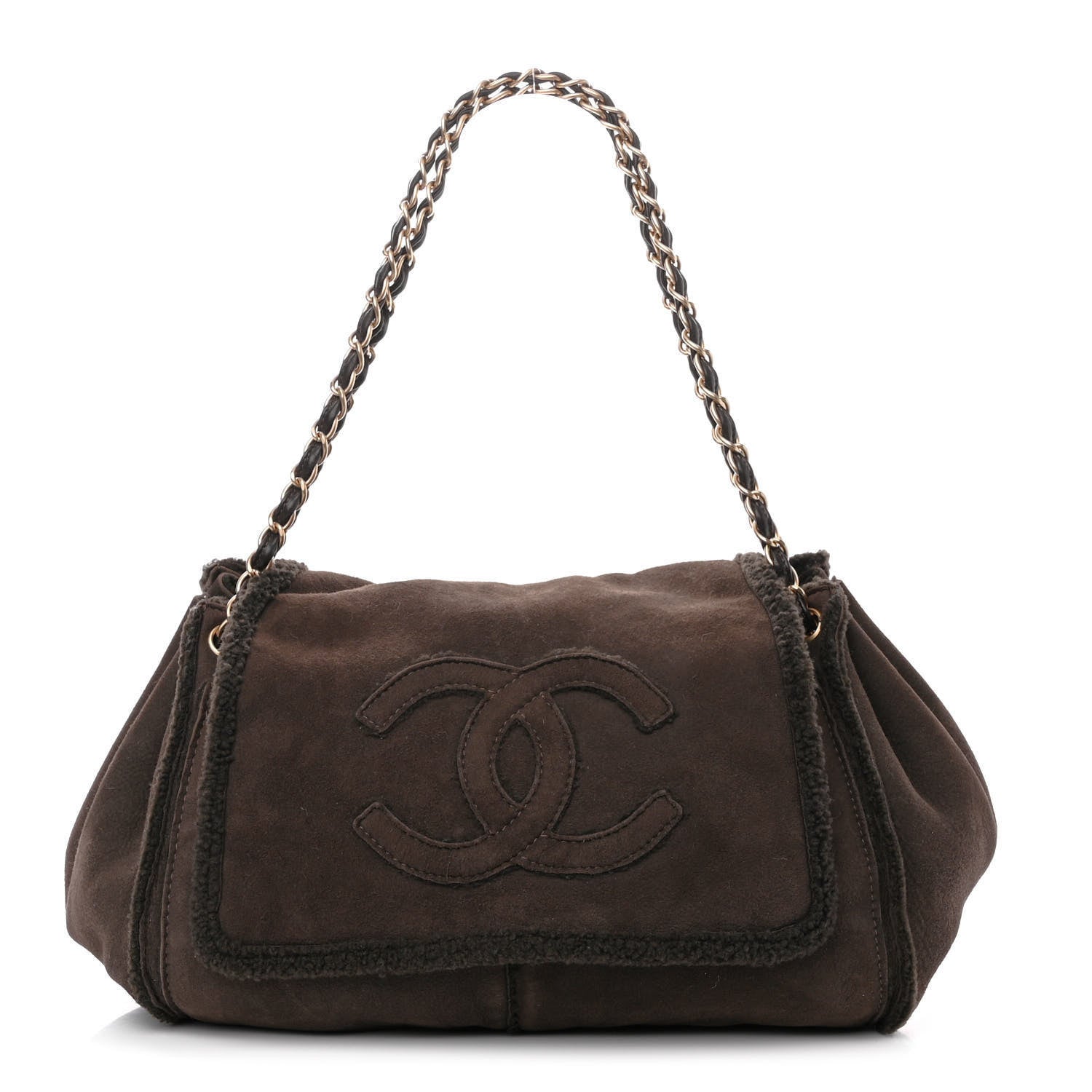 Chanel Shearling Accordion Flap Brown 1 of 10