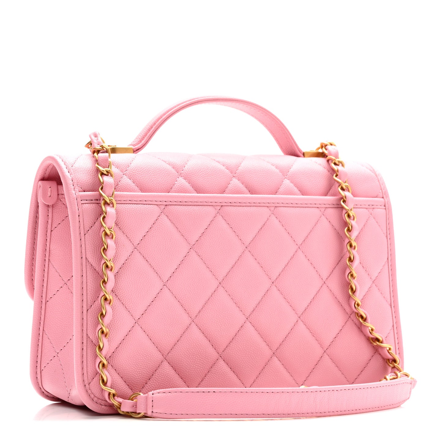 Caviar Quilted School Memory Small Top Handle Flap Pink
