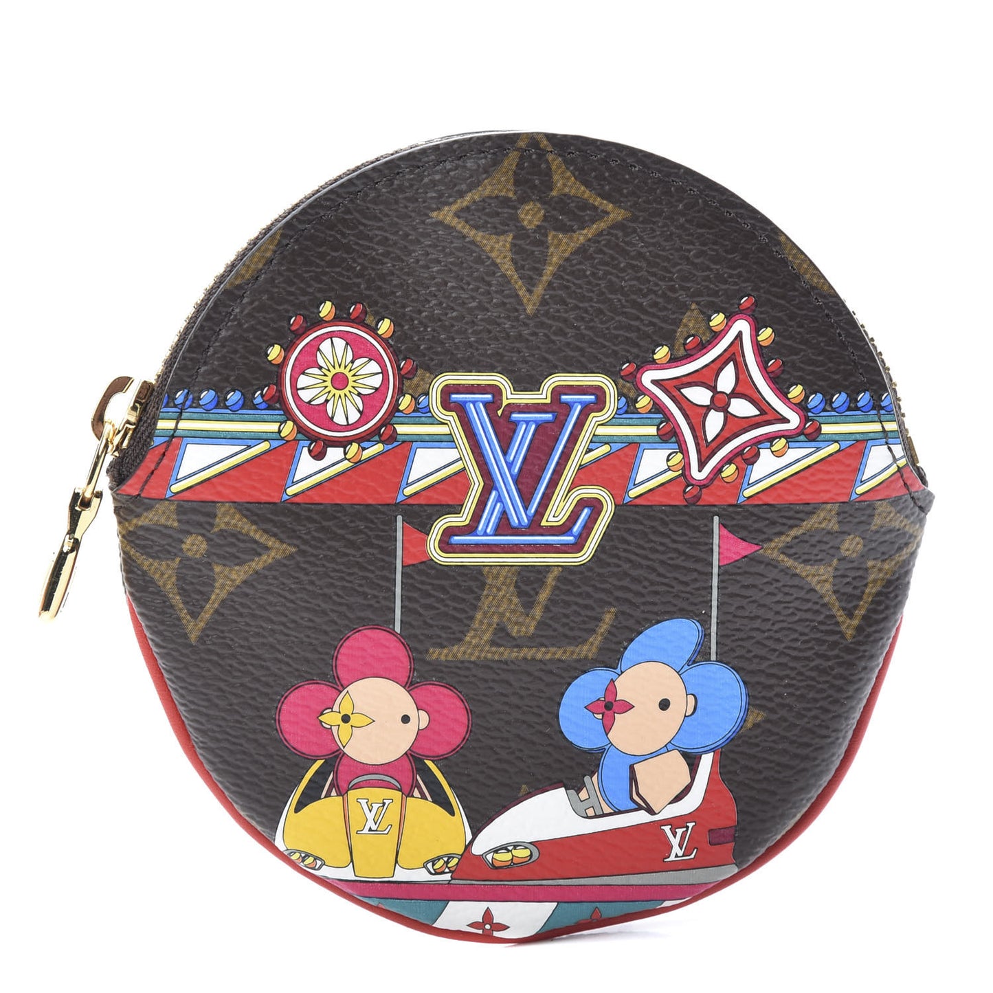 Monogram 2020 Christmas Animation Bumper Cars Round Coin Purse Coquelicot