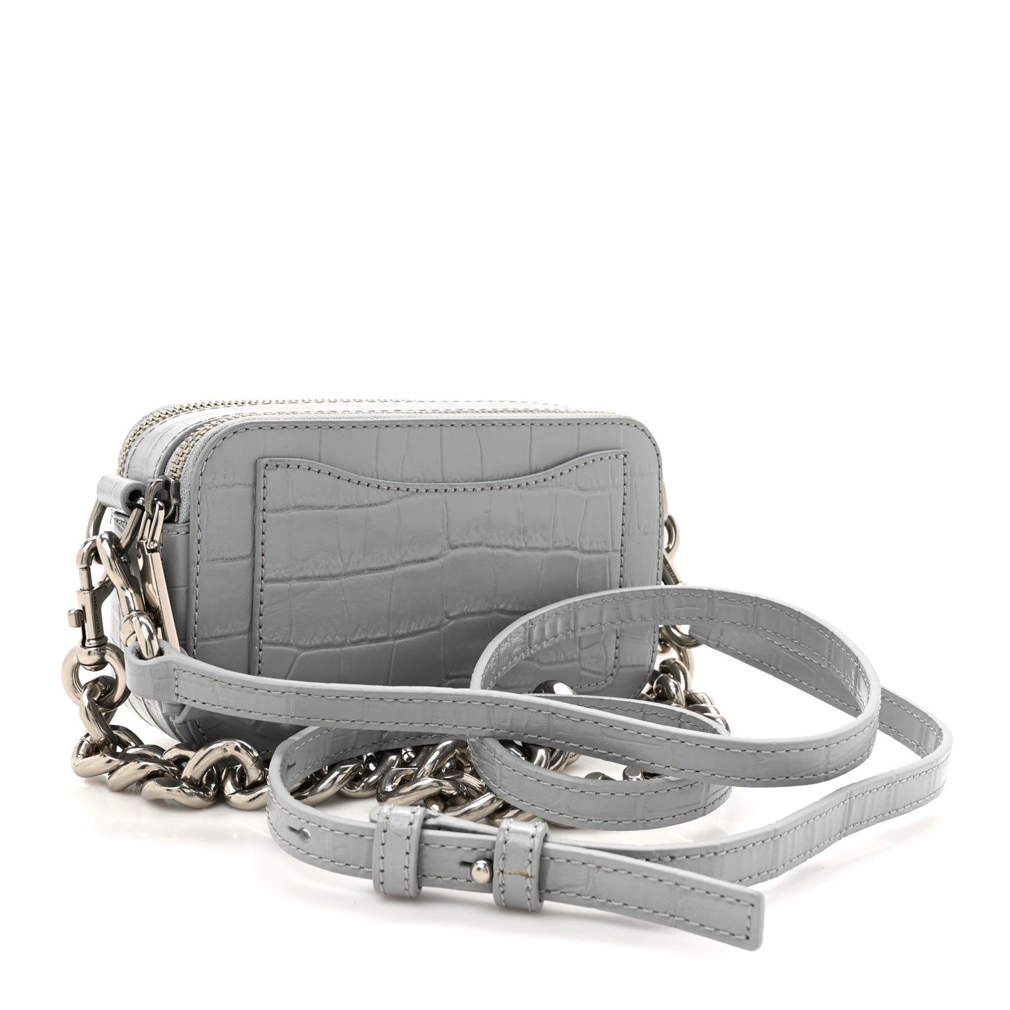 Calfskin Croc Embossed Snapshot Camera Bag Quarry