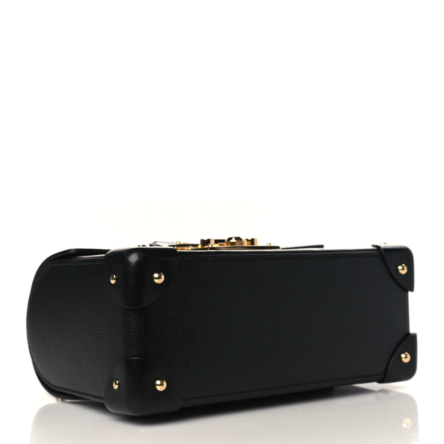 Gucci Calfskin Small Padlock Bamboo Shoulder Bag Black 4 of 9