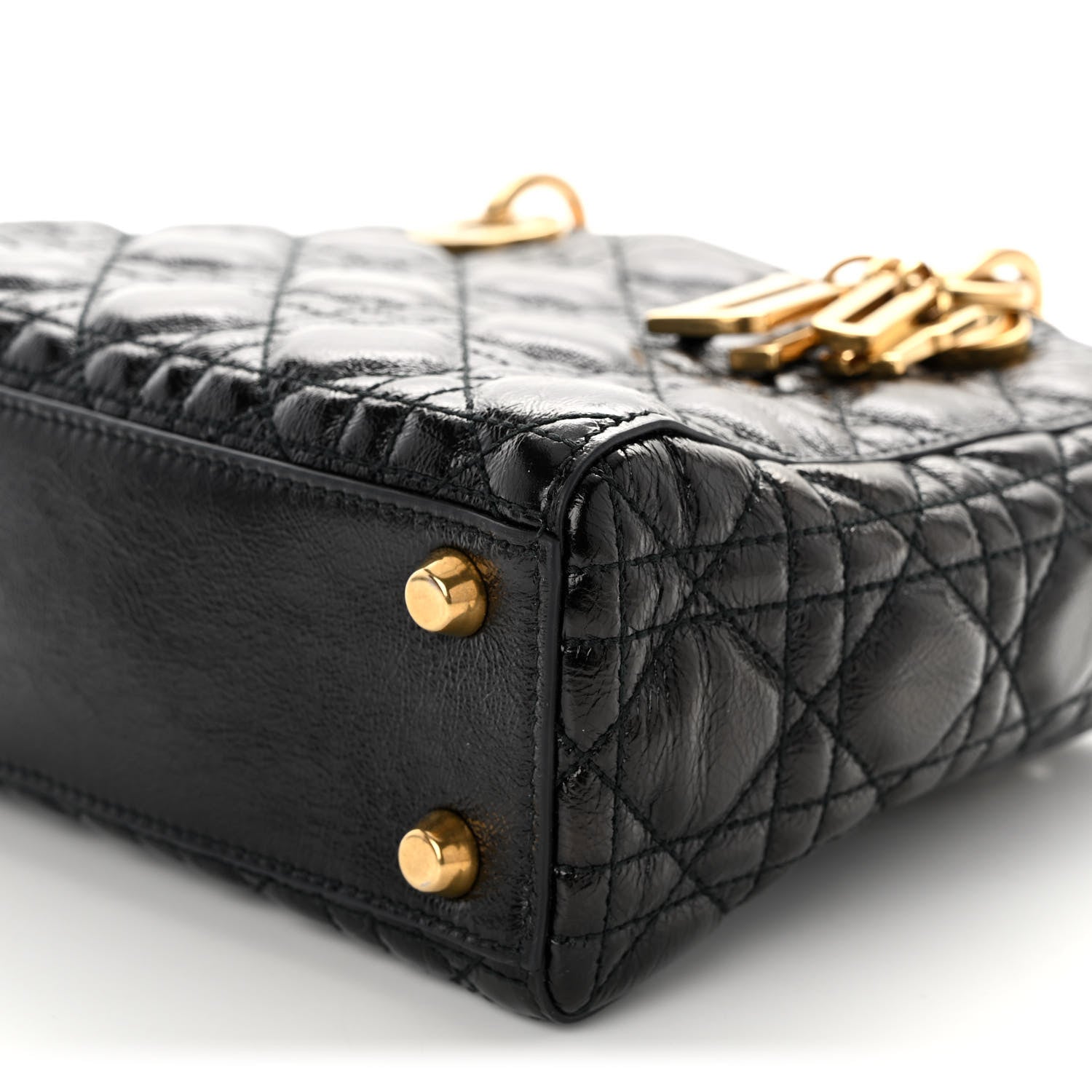 Christian Dior Crinkled Patent Cannage Small Lucky Badges My Lady Dior Black 9 of 9