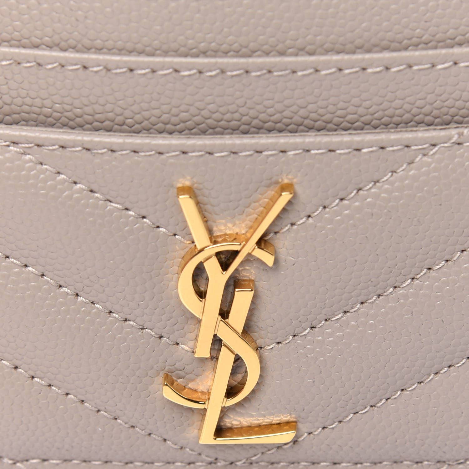 Saint Laurent Grain De Poudre Matelasse Chevron Monogram Credit Card Case Sea Salt 10 of 11