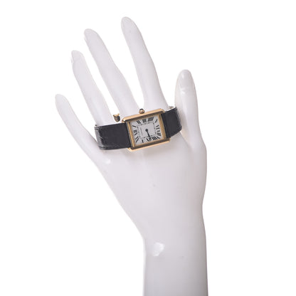 Cartier Stainless Steel 18K Yellow Gold Alligator 24mm Tank Solo Quartz Watch 2 of 8
