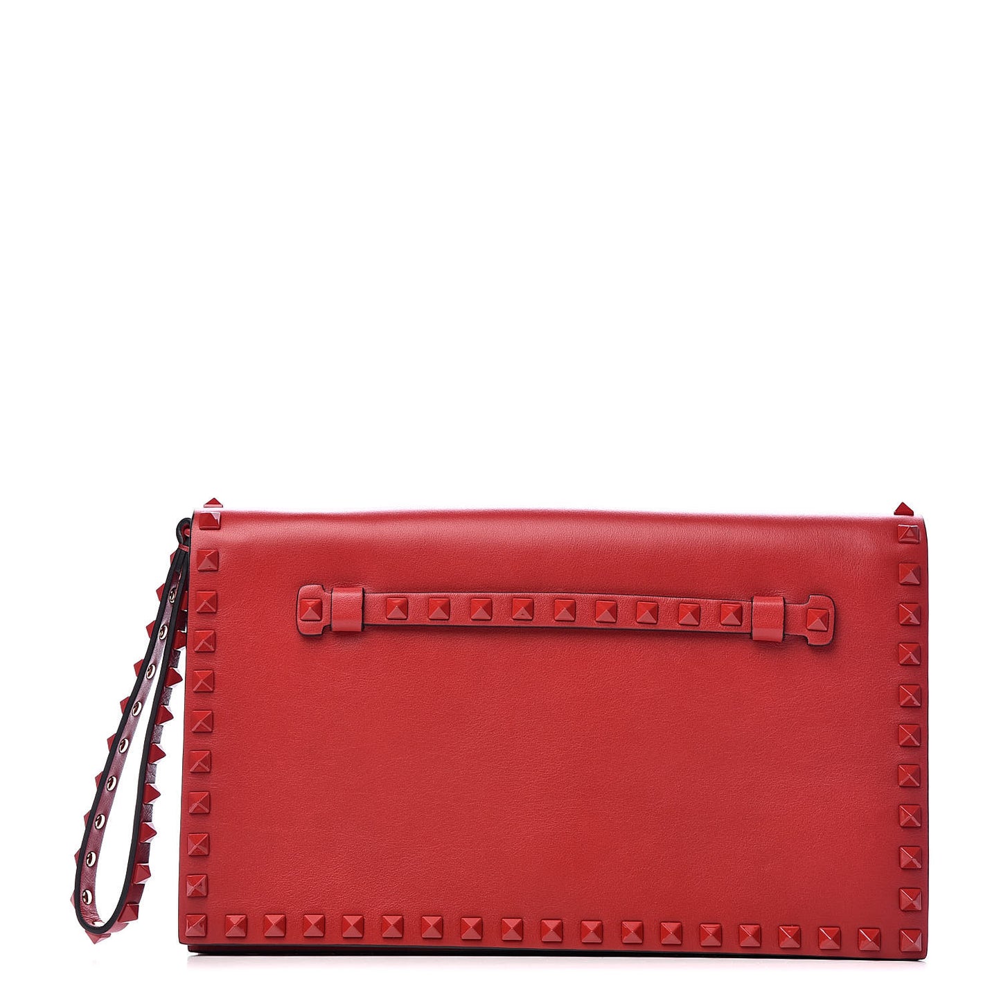 Nappa Monochrome Rockstud Wristlet Clutch Rosso Valentino