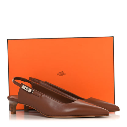 Hermes Nappa Lover 40 Slingback Pumps 38.5 Gold 10 of 10