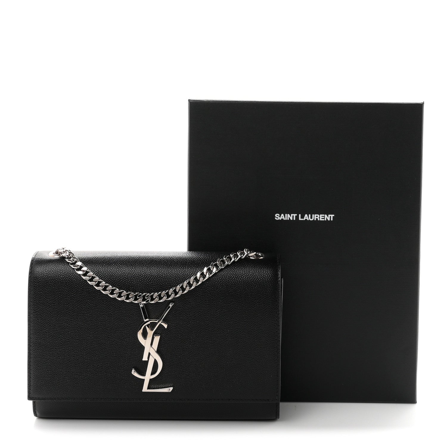 Saint Laurent Grain De Poudre Small Classic Monogram Kate Satchel Black 11 of 11