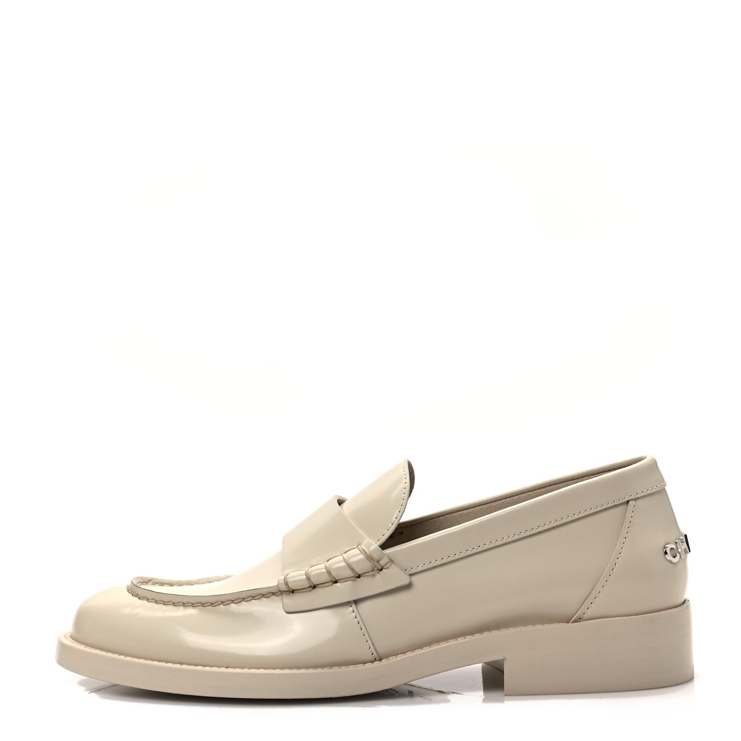 Shiny Calfskin Loafers 38 Beige