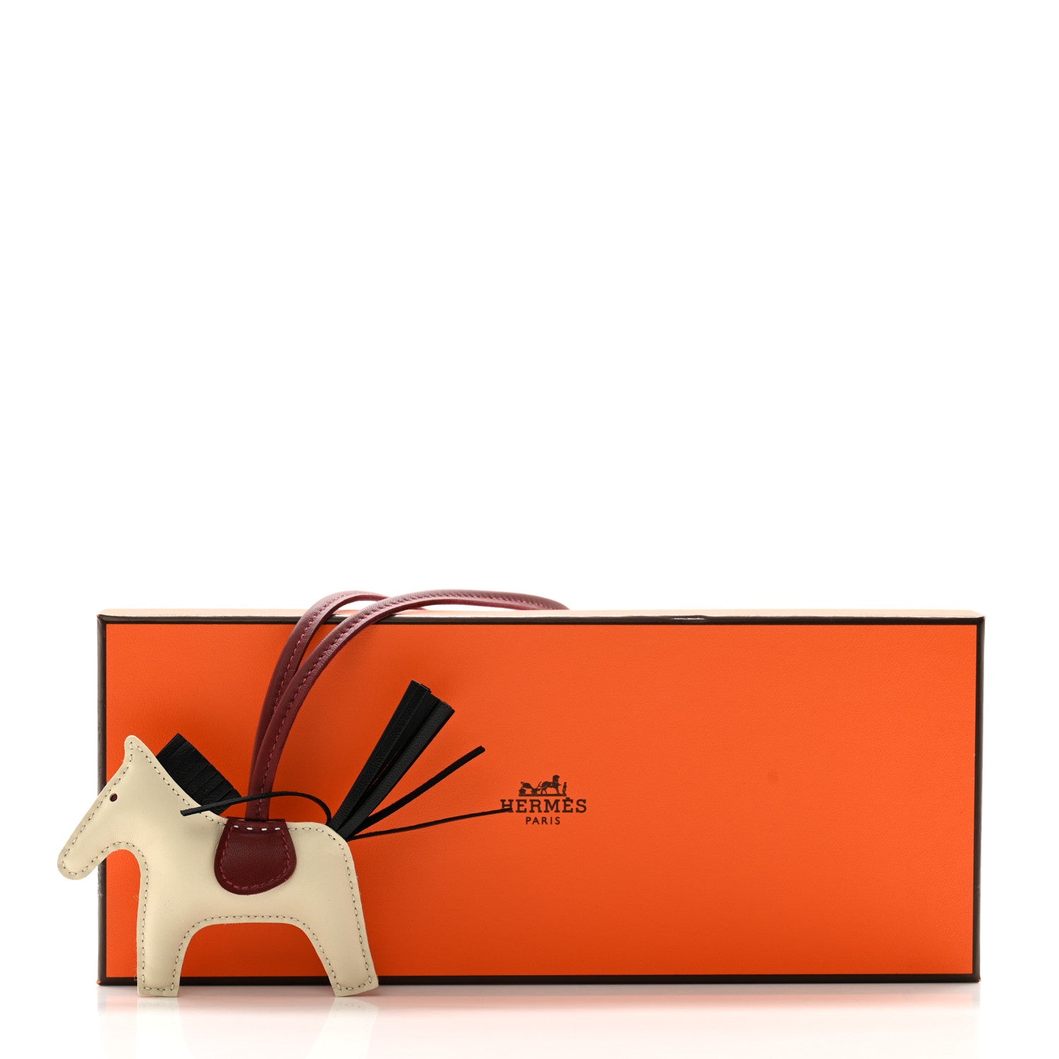 Hermes Milo Lambskin Grigri Rodeo Horse Bag Charm PM Nata Rouge H Black 4 of 4