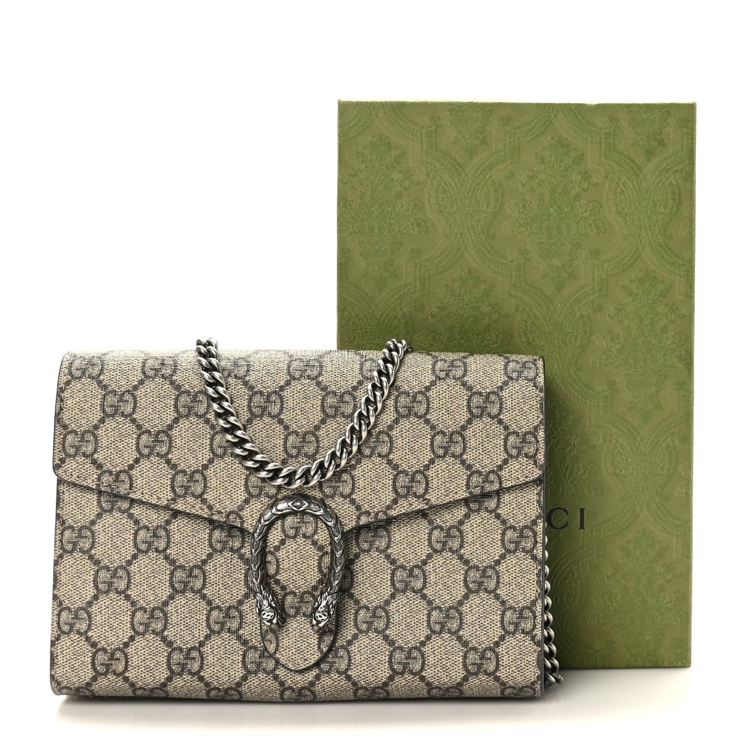 GG Supreme Monogram Mini Dionysus Chain Wallet Beige Taupe