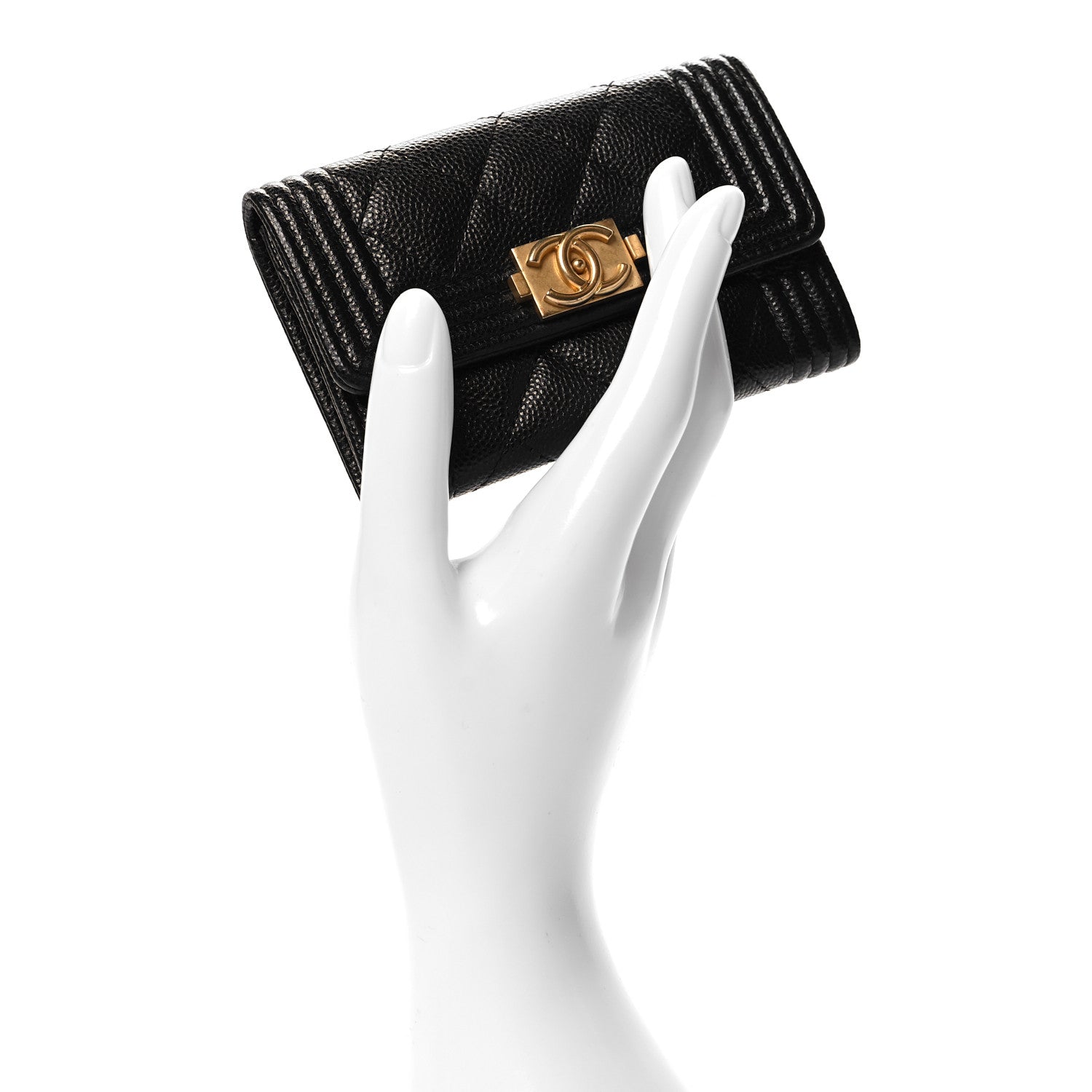 Chanel Caviar Quilted Boy Flap Card Holder Black 2 of 9