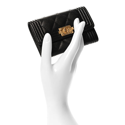 Chanel Caviar Quilted Boy Flap Card Holder Black 2 of 9