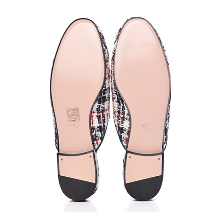 Gucci Tweed Check Womens Princetown Slippers 40 Gardenia Ink Blue Agata 5 of 9