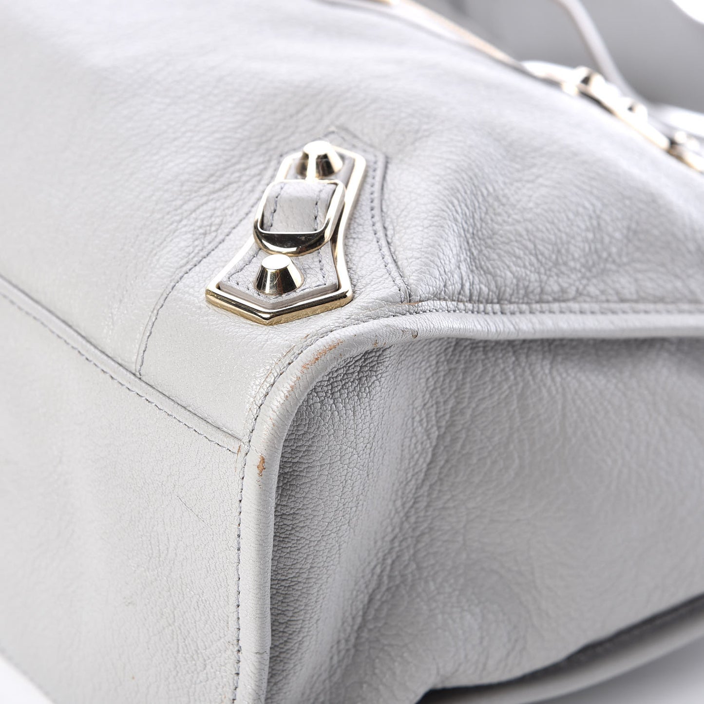 Chevre Gold Metallic Edge Hardware City Gris Perle