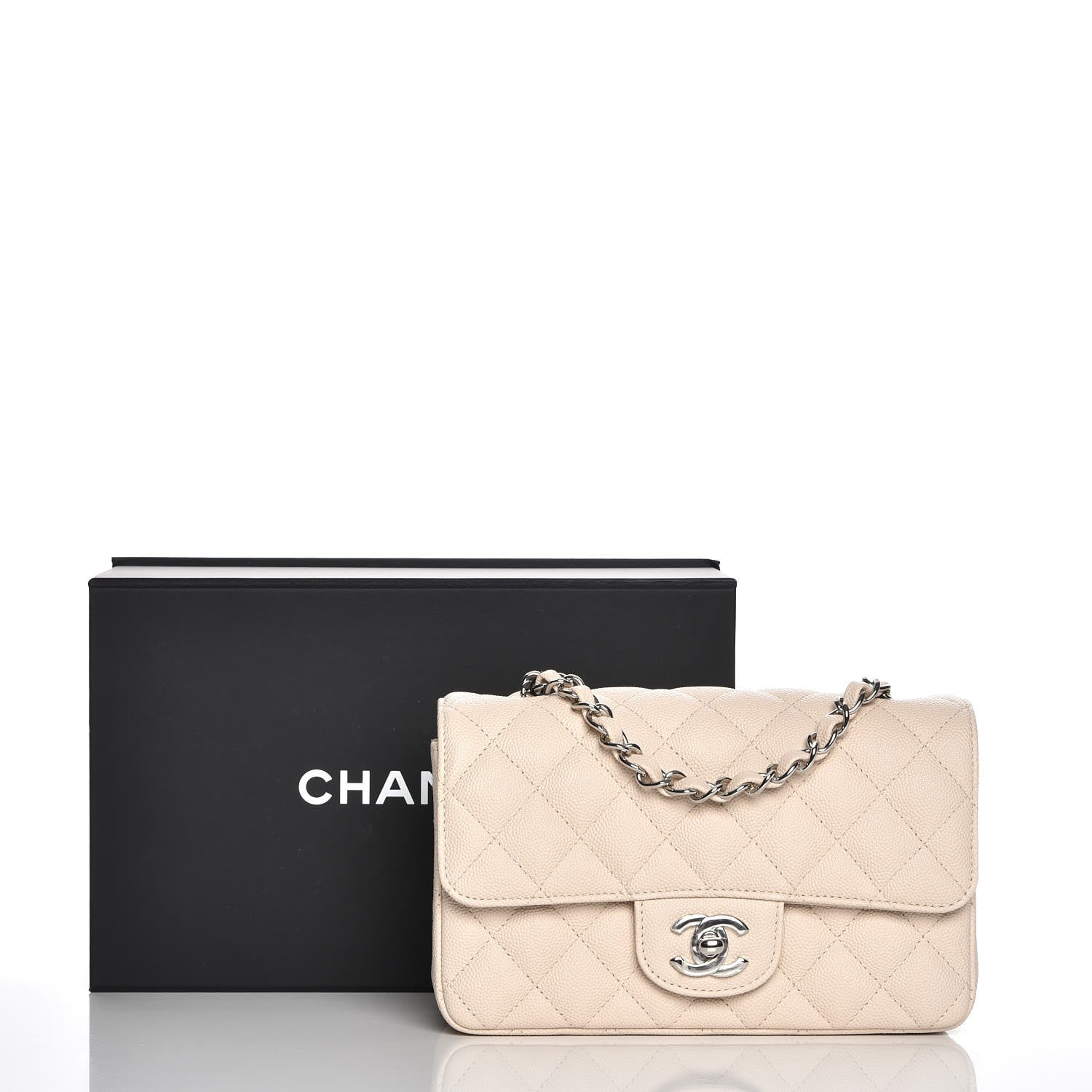 Chanel Caviar Quilted Mini Rectangular Flap Light Beige 8 of 8