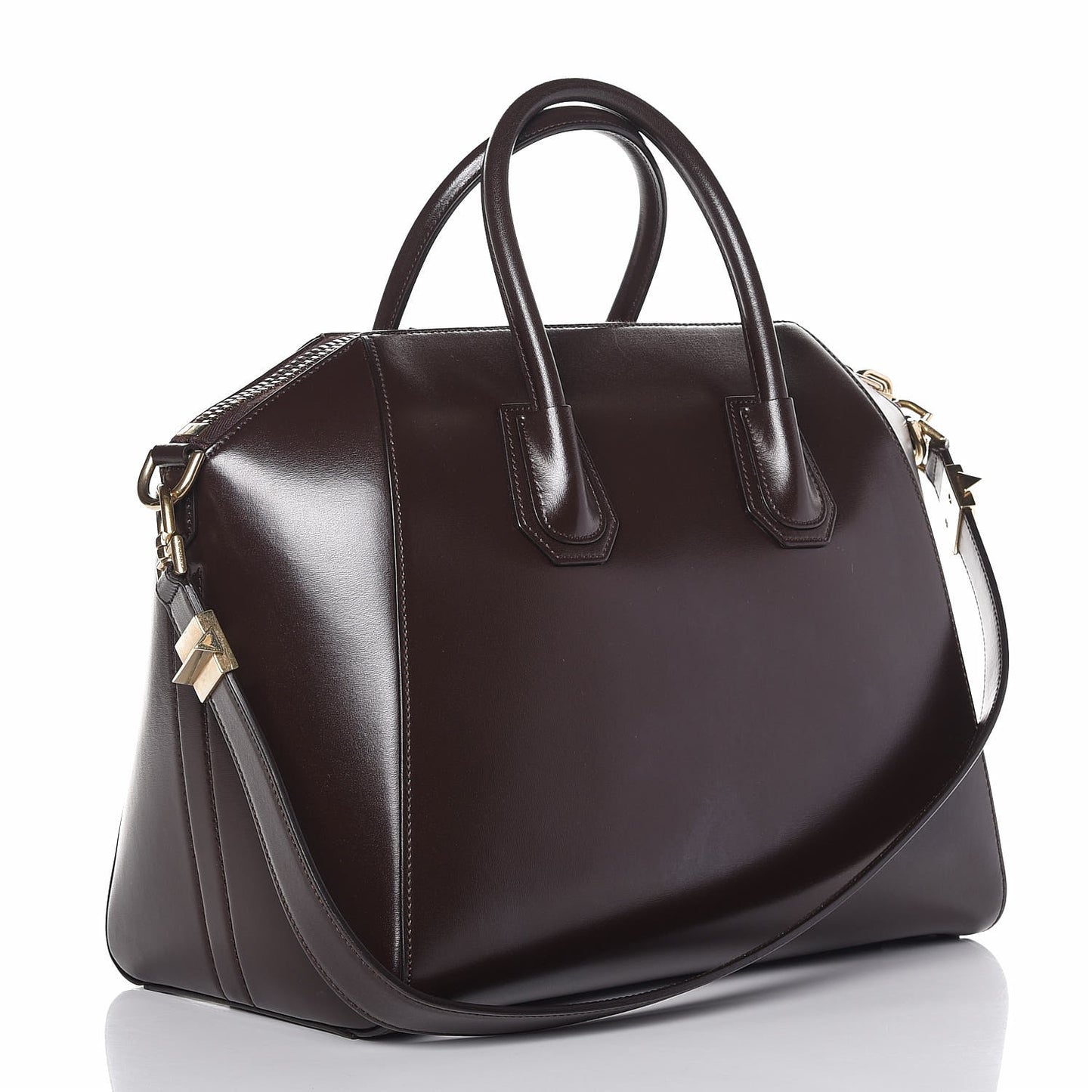 Shiny Lord Calfskin Medium Antigona Dark Brown