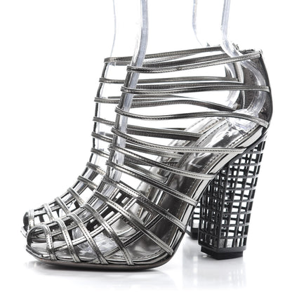 Saint Laurent Leather Cage Booties 36 Anthracite 3 of 8