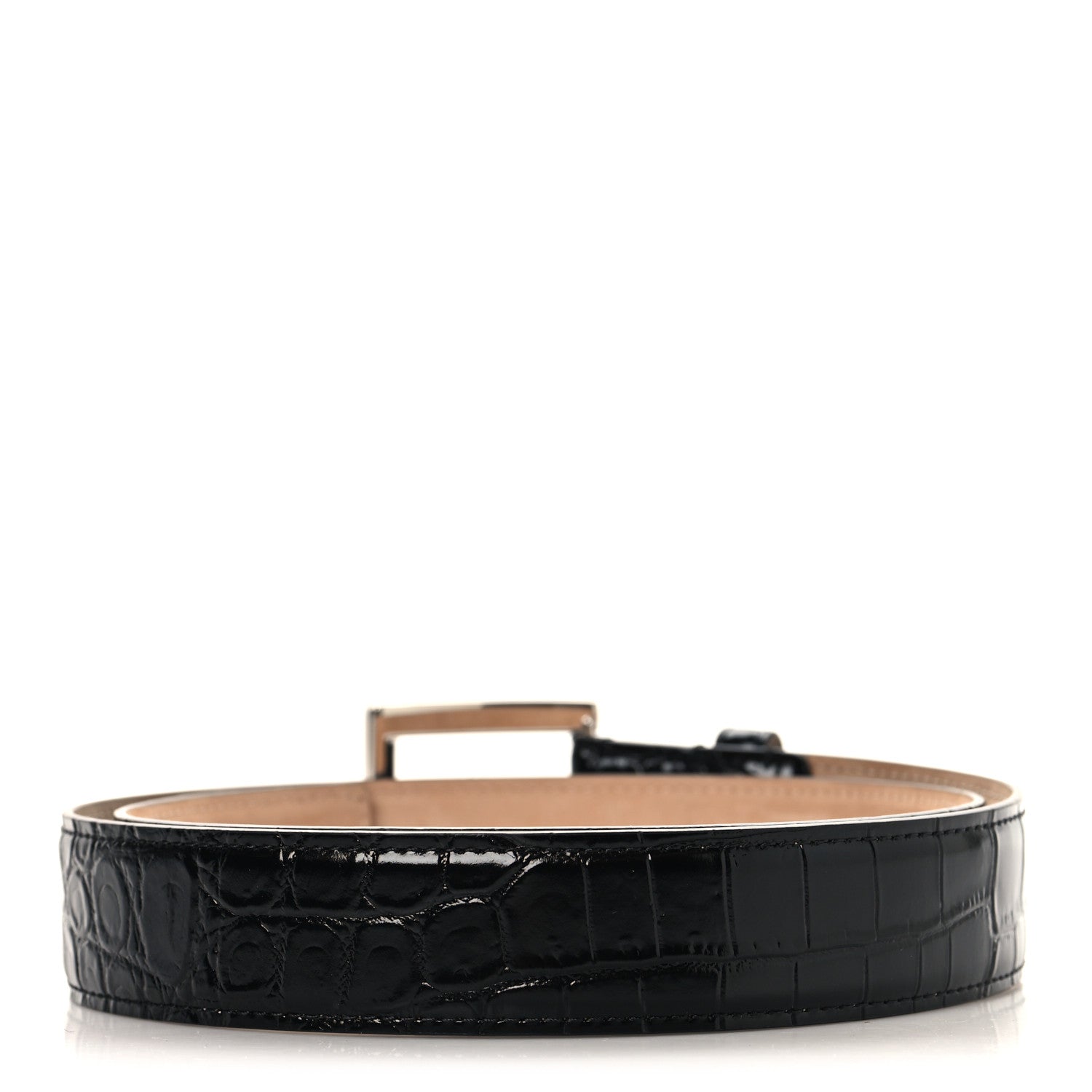 Chanel Crocodile Embossed Calfskin Belt 75 30 Black 2 of 6