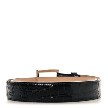 Chanel Crocodile Embossed Calfskin Belt 75 30 Black 2 of 6