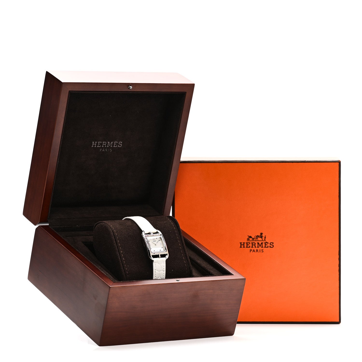 Hermes Stainless Steel Alligator Diamond Pink Sapphire Mother of