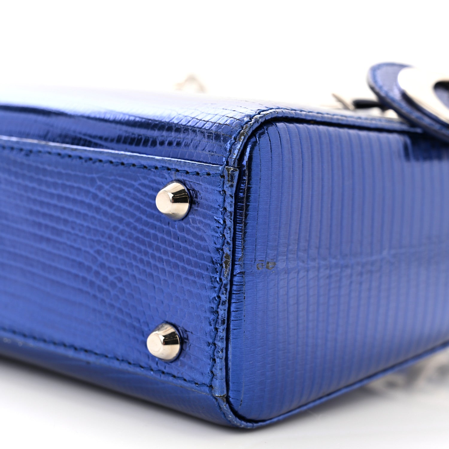 Christian Dior Metallic Lizard Mini Lady Dior Blue 9 of 10