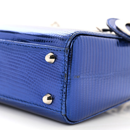 Christian Dior Metallic Lizard Mini Lady Dior Blue 9 of 10