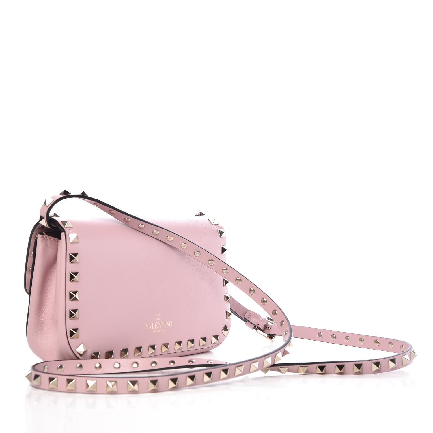 Valentino Garavani Vitello Mini Rockstud Flap Saddle Crossbody Bag Water Rose 3 of 6