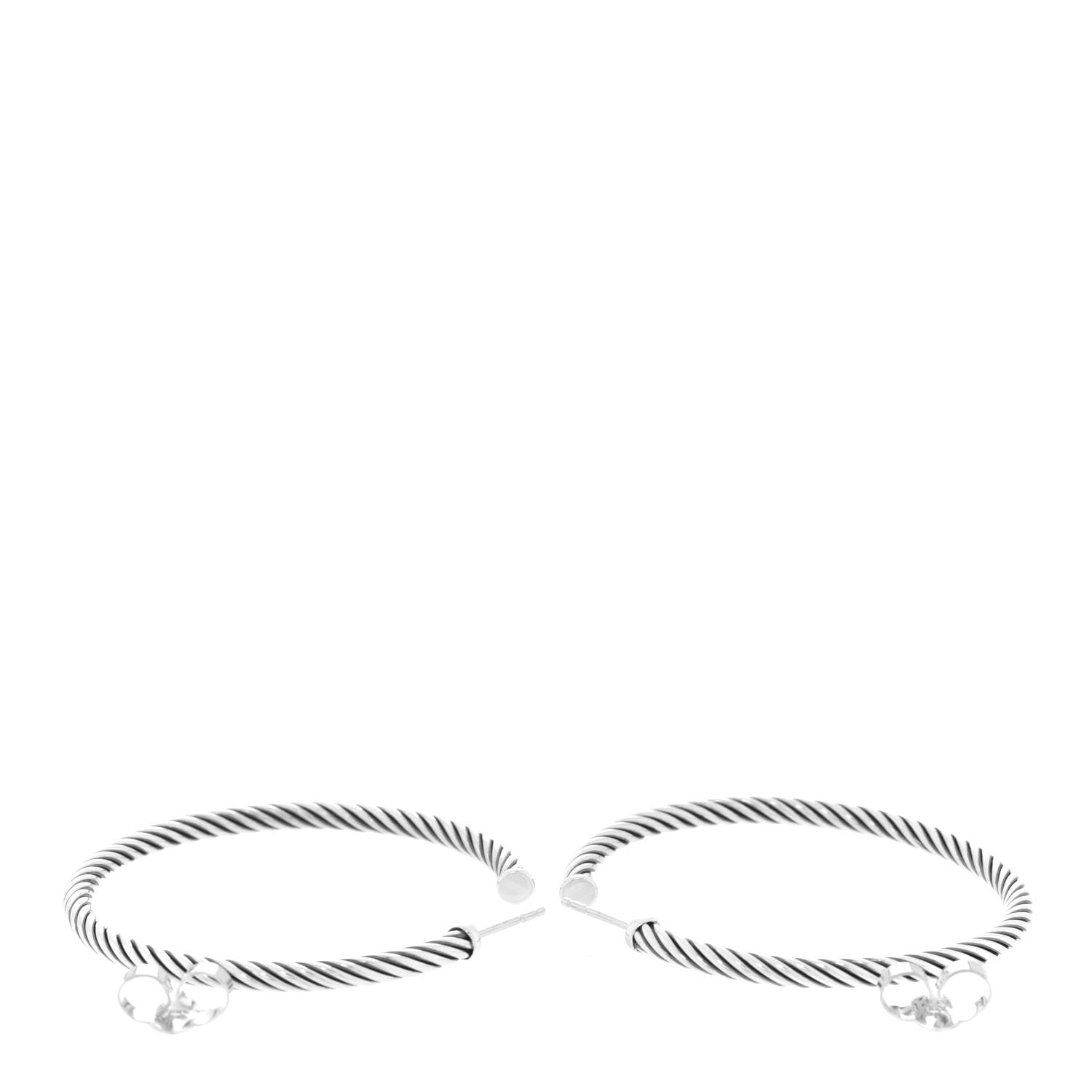David Yurman Sterling Silver Medium Cable Classics Hoop Earrings 3 of 4