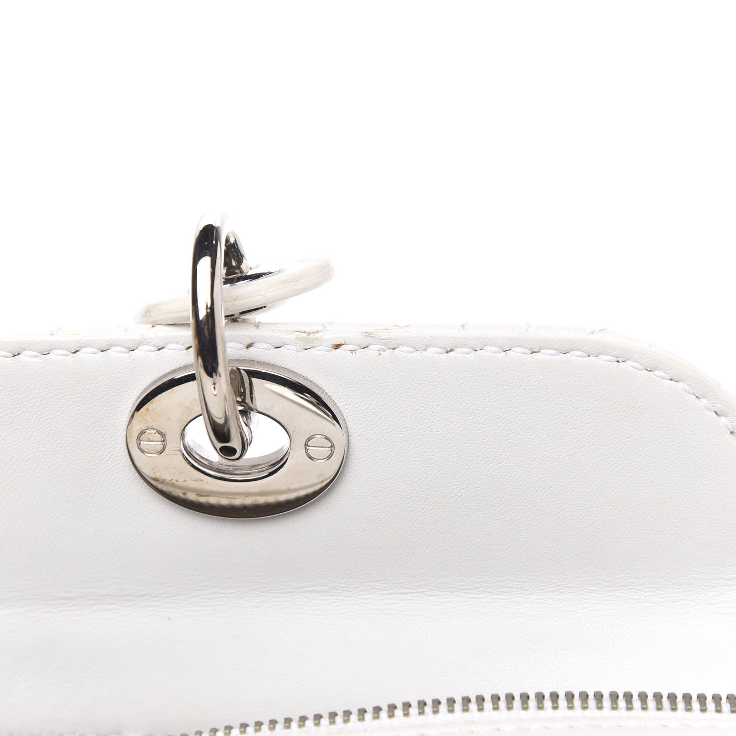 Christian Dior Lambskin Cannage Soft Lady Dior Satchel White 8 of 16
