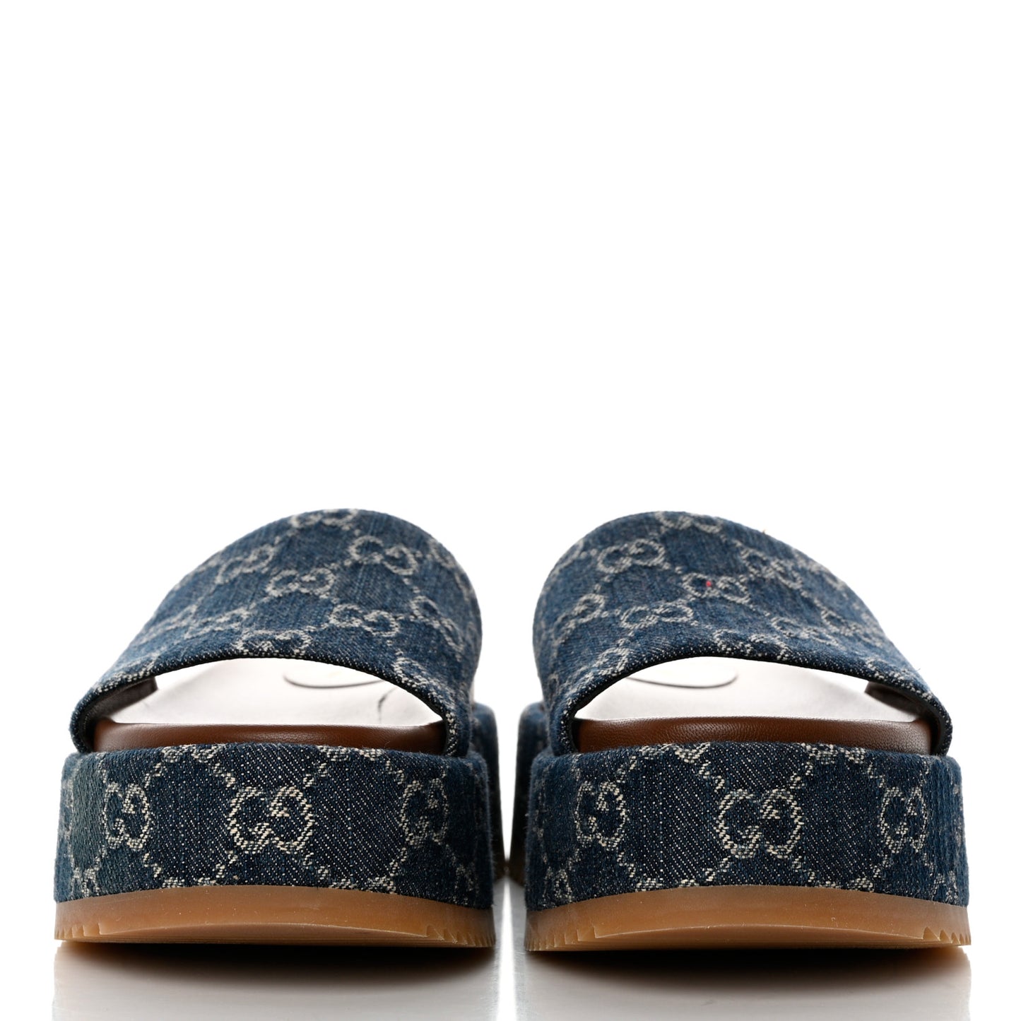 New Denim GG Monogram Angelina Platform 55mm Slide Sandals 36.5 Blue Tea