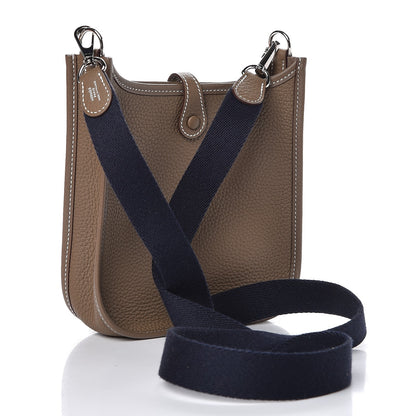 Hermes Taurillon Clemence Amazone Evelyne TPM Etoupe Bleu Indigo 3 of 8