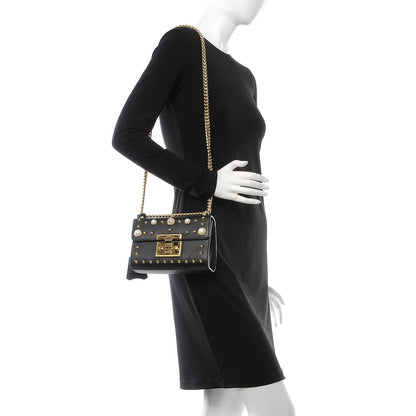 Gucci Calfskin Studded Small Padlock Shoulder Bag Black 3 of 8