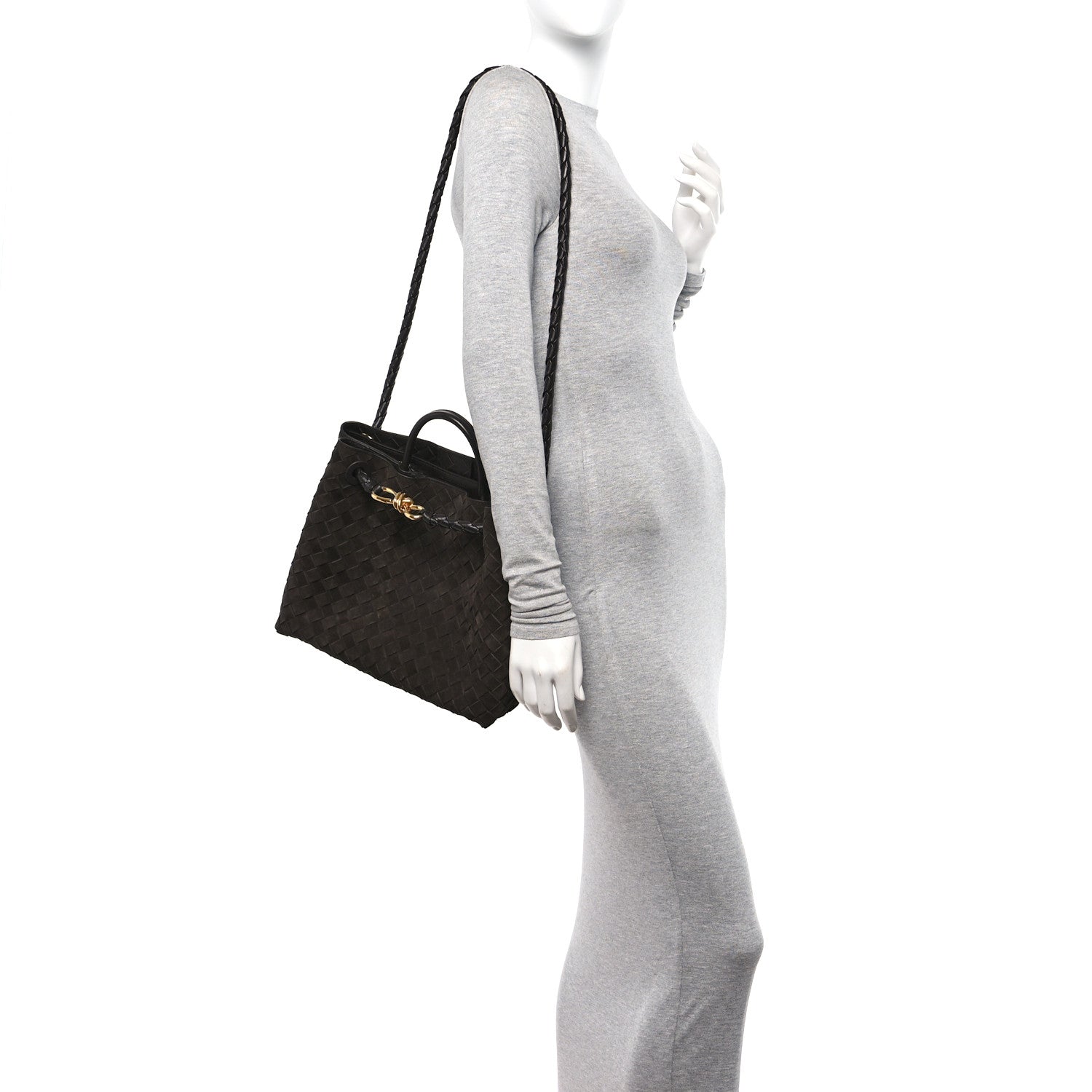 Bottega Veneta Suede Intrecciato Medium Andiamo Shoulder Bag Fondant 2 of 9